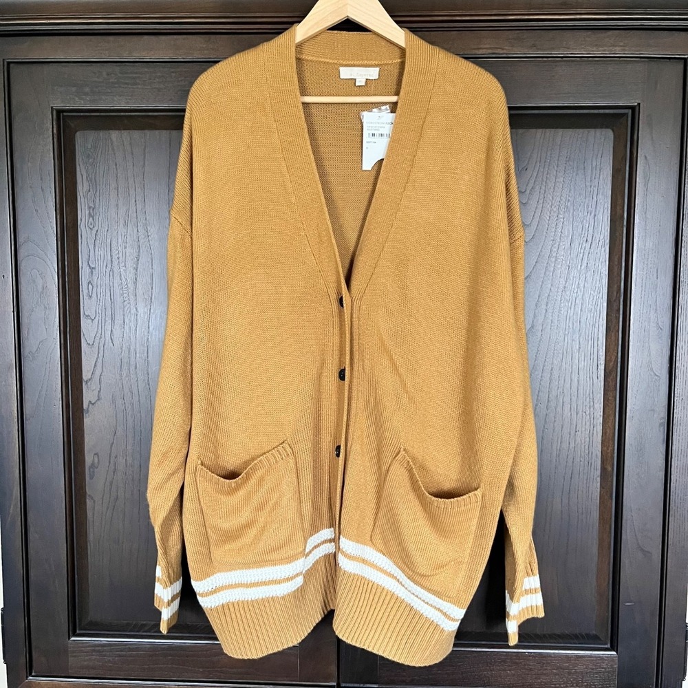 NWT & Layered Oversized Cardigan Sweater Women's M Braided Trim Academia Preppy